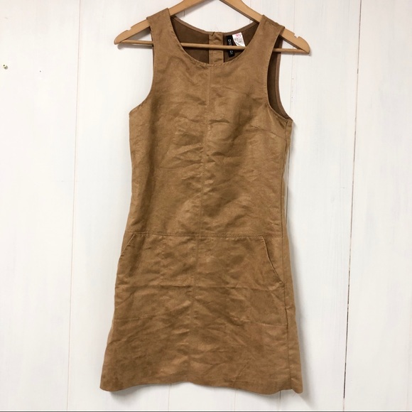 3 for $20 -H&M Divided Tan Faux Suede Dress Size 4 - Picture 1 of 7